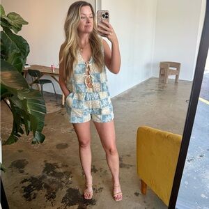 NWT Blue and Cream Crochet Two-Piece Set